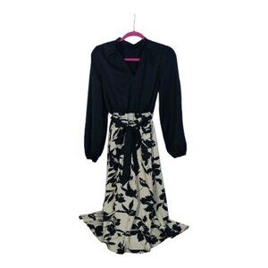 Cupshe Dress Womens Size S Dress Black And Beige Floral Swimsuit Coverup Beach